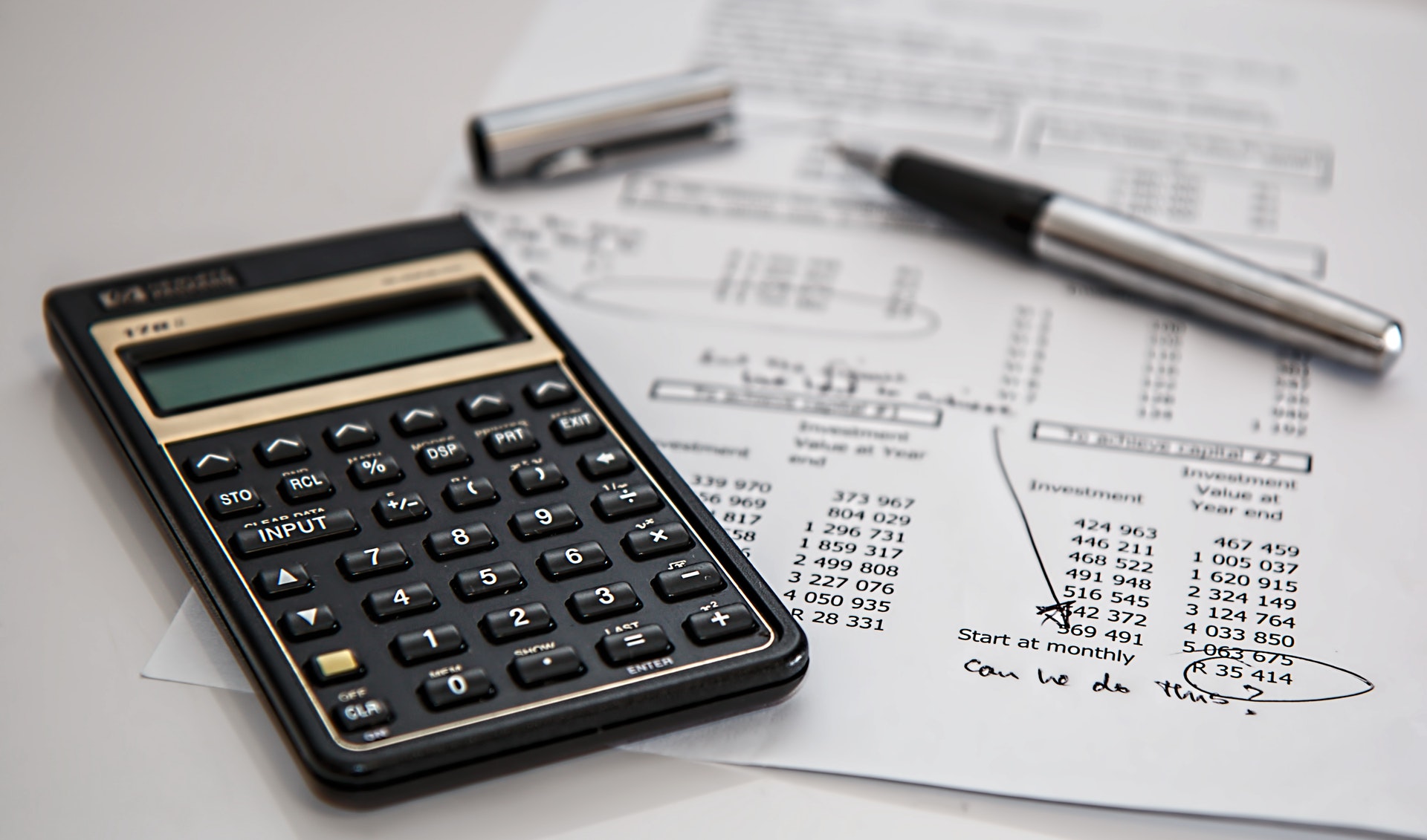 calculator on top of documents