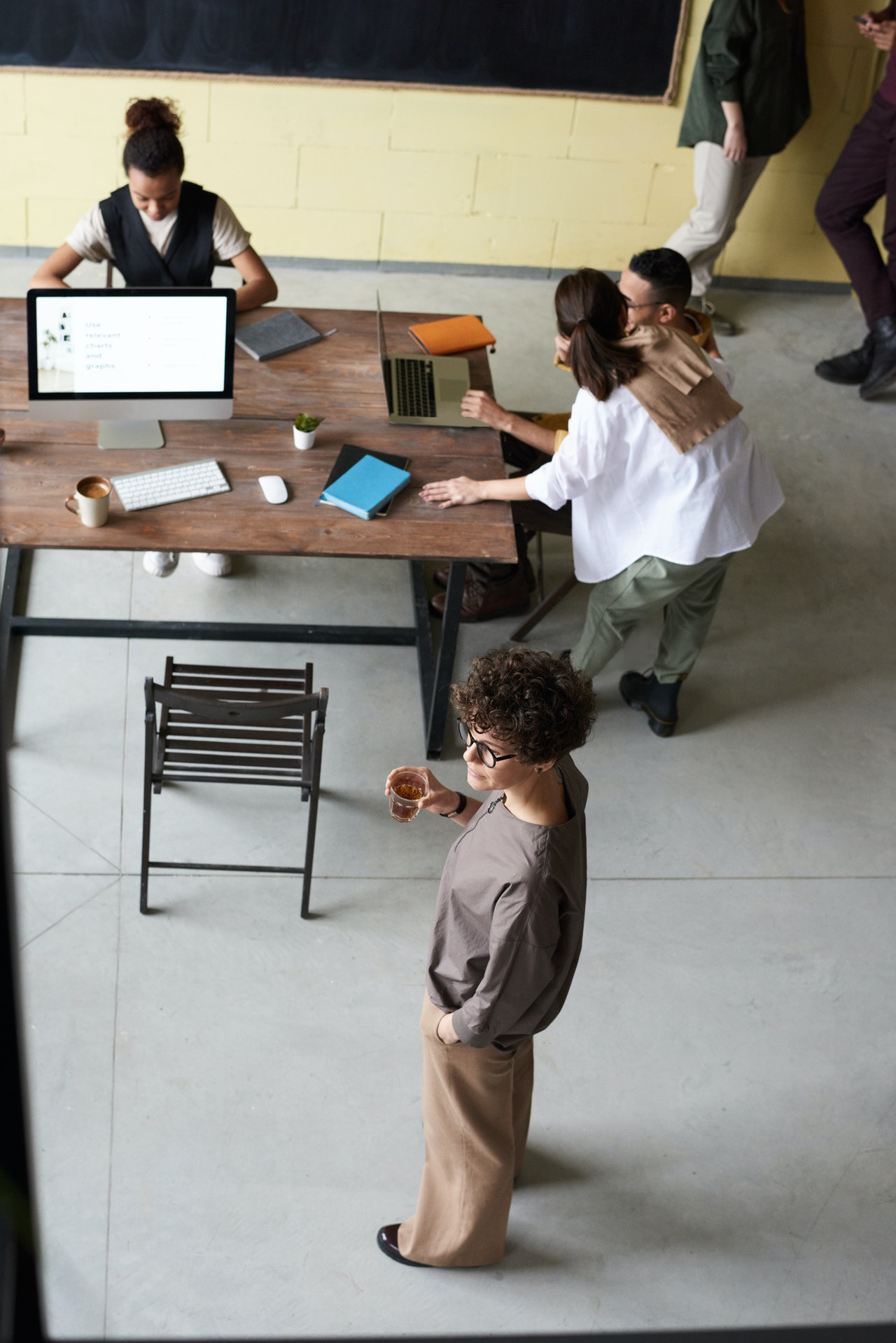 people working together at office floor